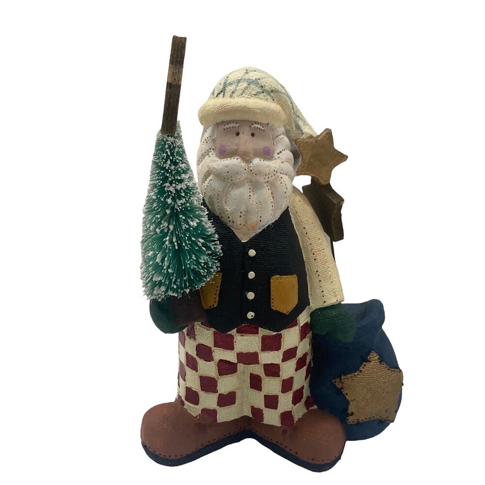 Vintage Christmas Santa Resin Figurine Holding Tree Star BaAlma Lynne